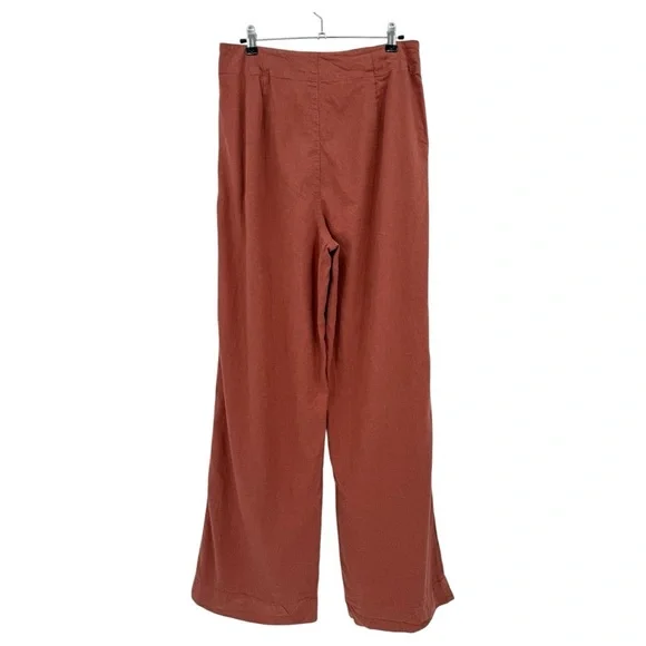 Marine Layer Flora High Waisted Loose Hemp Pleated Trouser in Henna Size 12